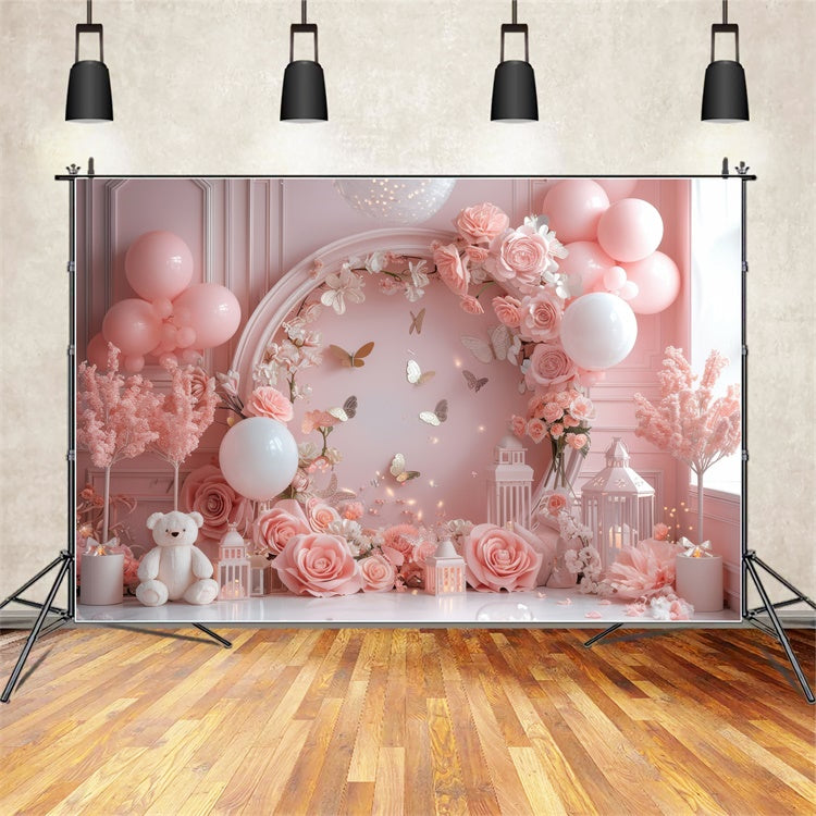 Happy Mother's Day Backdrop Sweet Pink Balloon Arch Backdrop UK GQ2-157