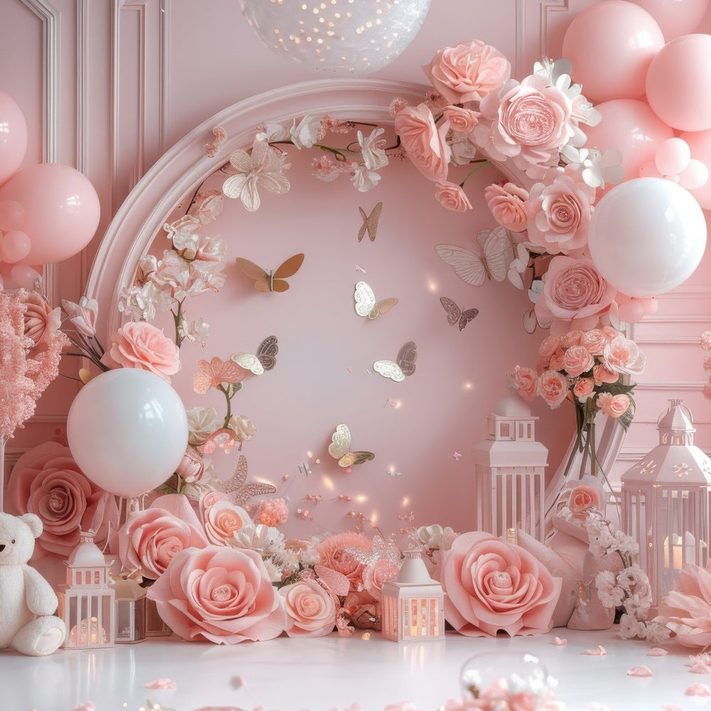 Happy Mother's Day Backdrop Sweet Pink Balloon Arch Backdrop UK GQ2-157