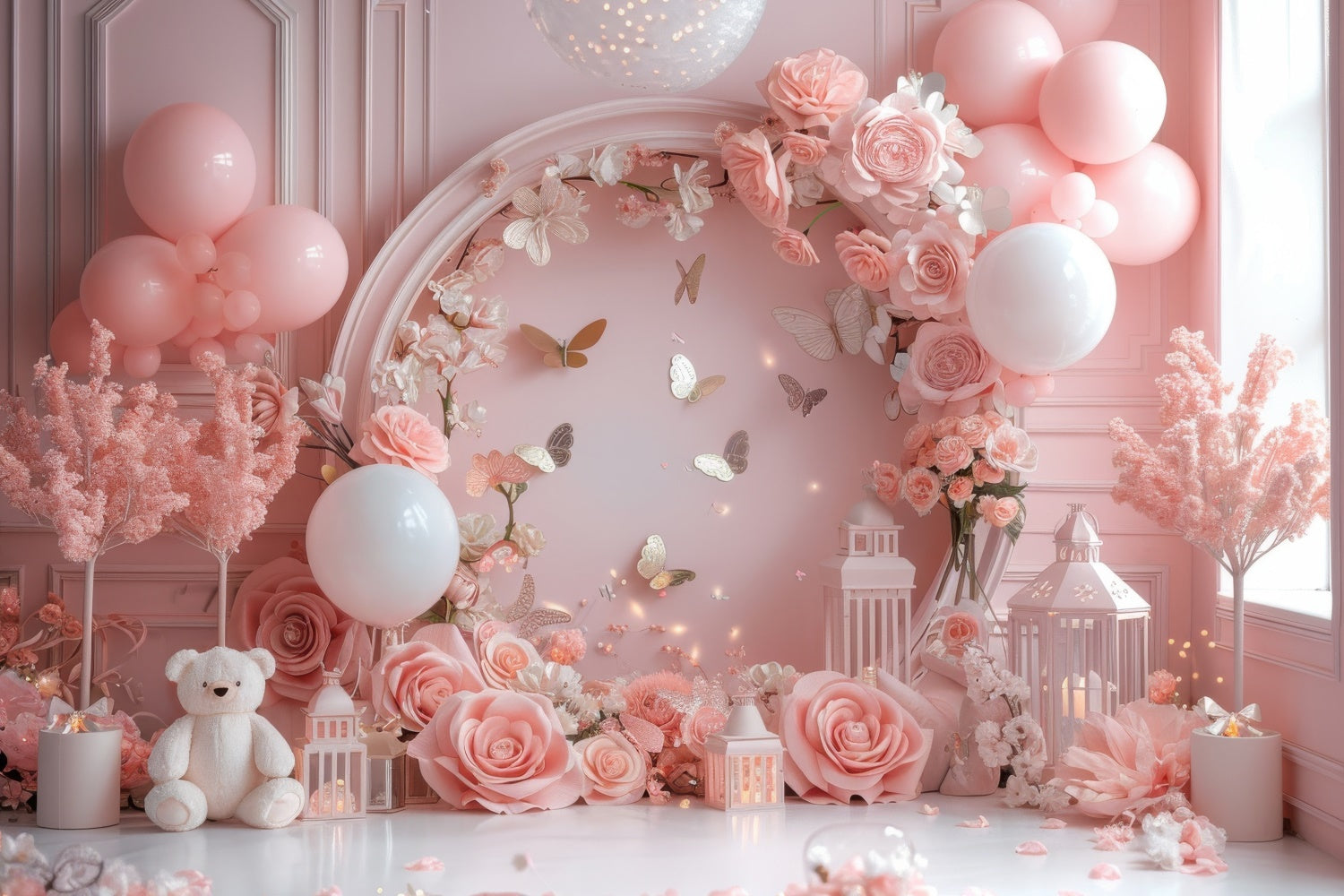 Happy Mother's Day Backdrop Sweet Pink Balloon Arch Backdrop UK GQ2-157