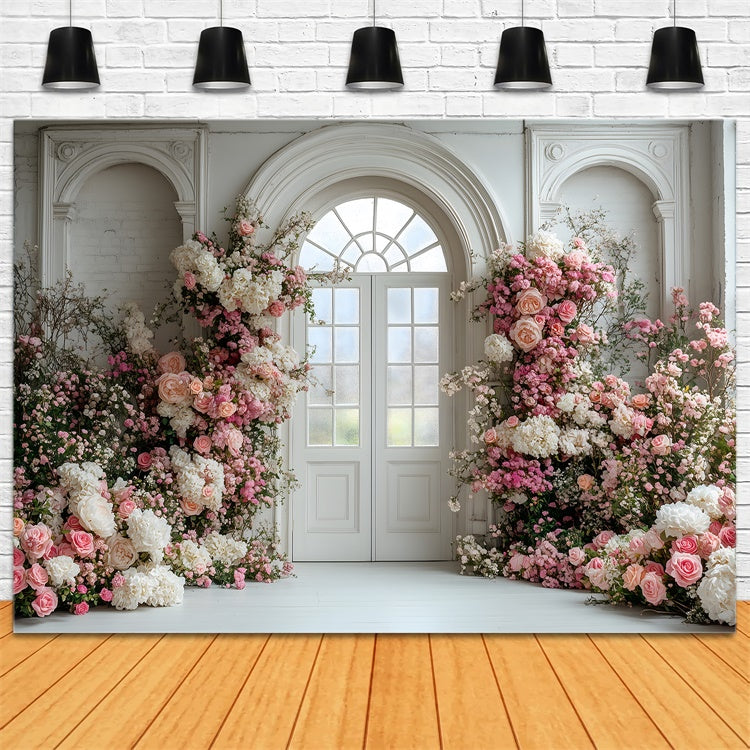 Mother's Day Backdrop Ideas Vibrant Flower White Arch Backdrop UK GQ2-163