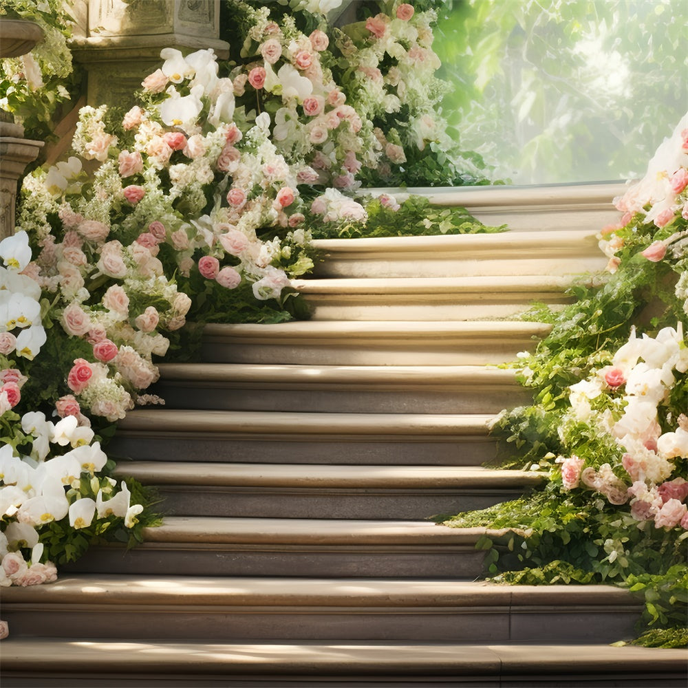 Mothers Day Backdrops Dreamy Floral Staircase Orchids Backdrop UK GQ2-167