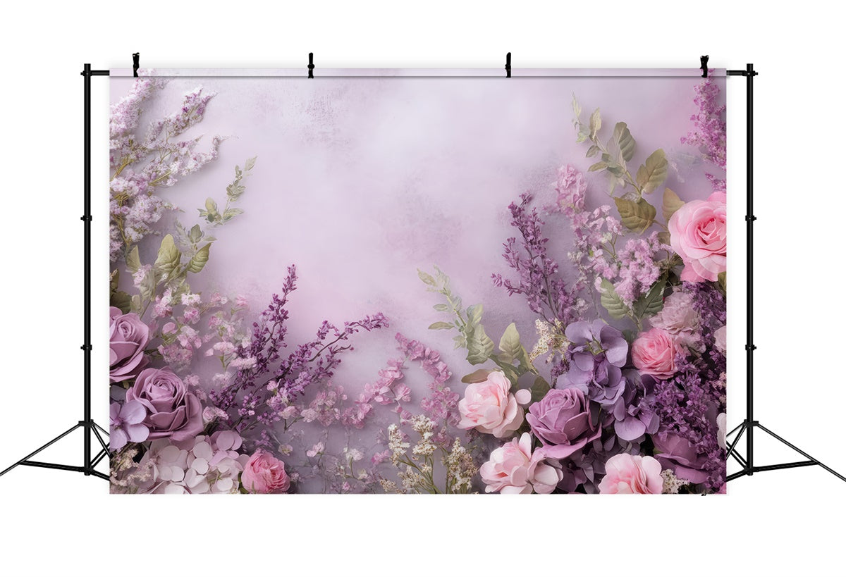 Mother's Day Backdrop Romantic Lavender Pink Rose Backdrop UK GQ2-168