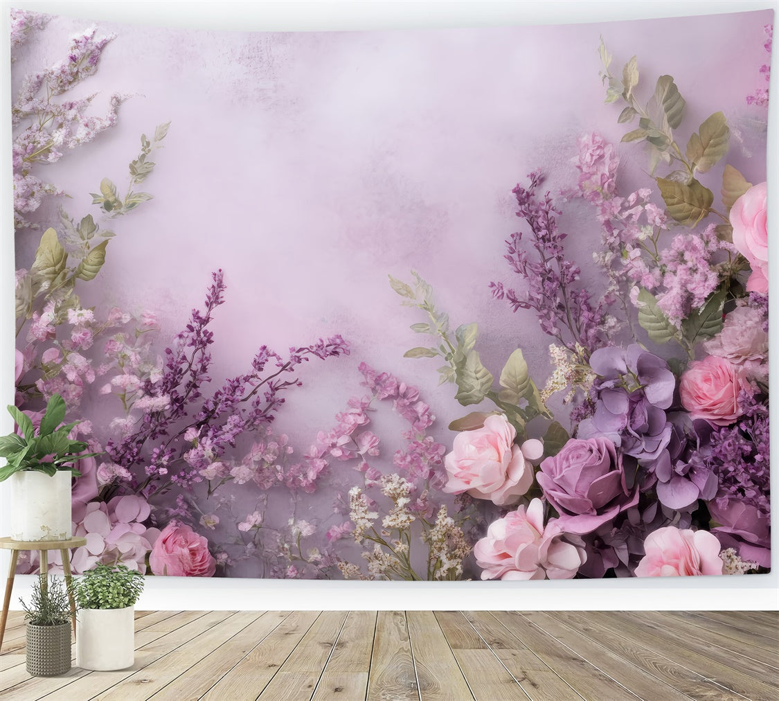 Mother's Day Backdrop Romantic Lavender Pink Rose Backdrop UK GQ2-168