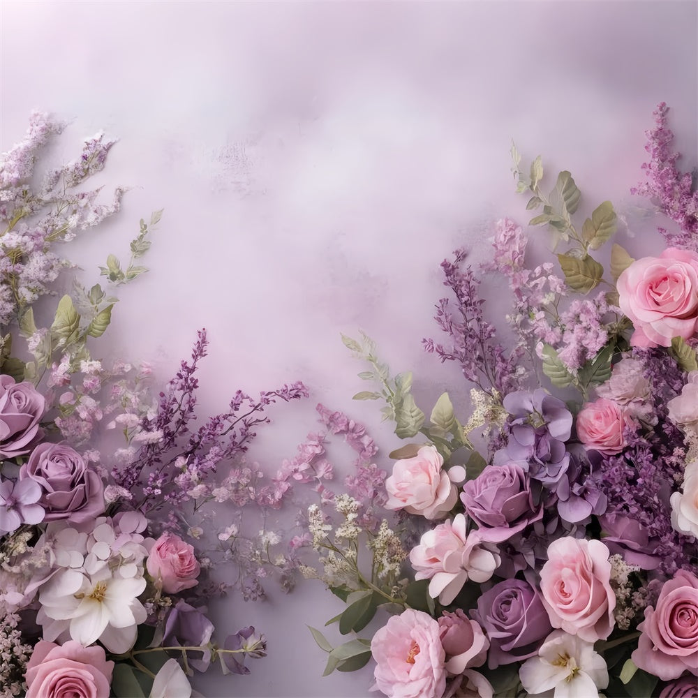 Mother's Day Backdrop Romantic Lavender Pink Rose Backdrop UK GQ2-168