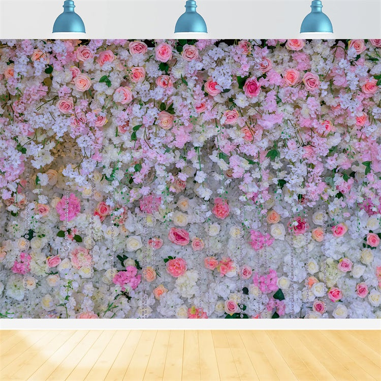 Backdrops For Mother's Day Light Pink Floral Cascade Backdrop UK GQ2-170