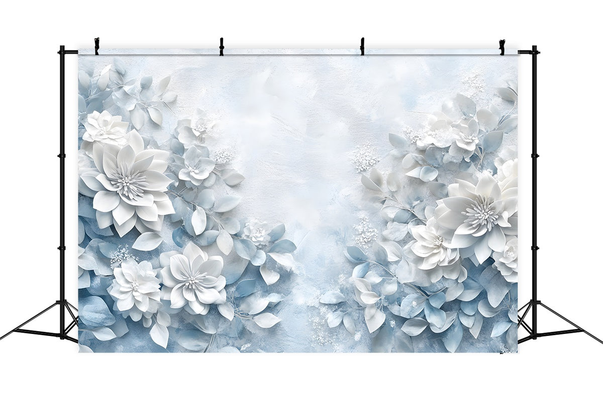 Backdrops For Mother's Day Blue White Floral Elegant Backdrop UK GQ2-174