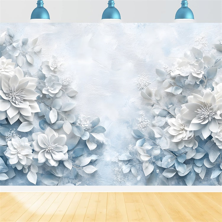 Backdrops For Mother's Day Blue White Floral Elegant Backdrop UK GQ2-174