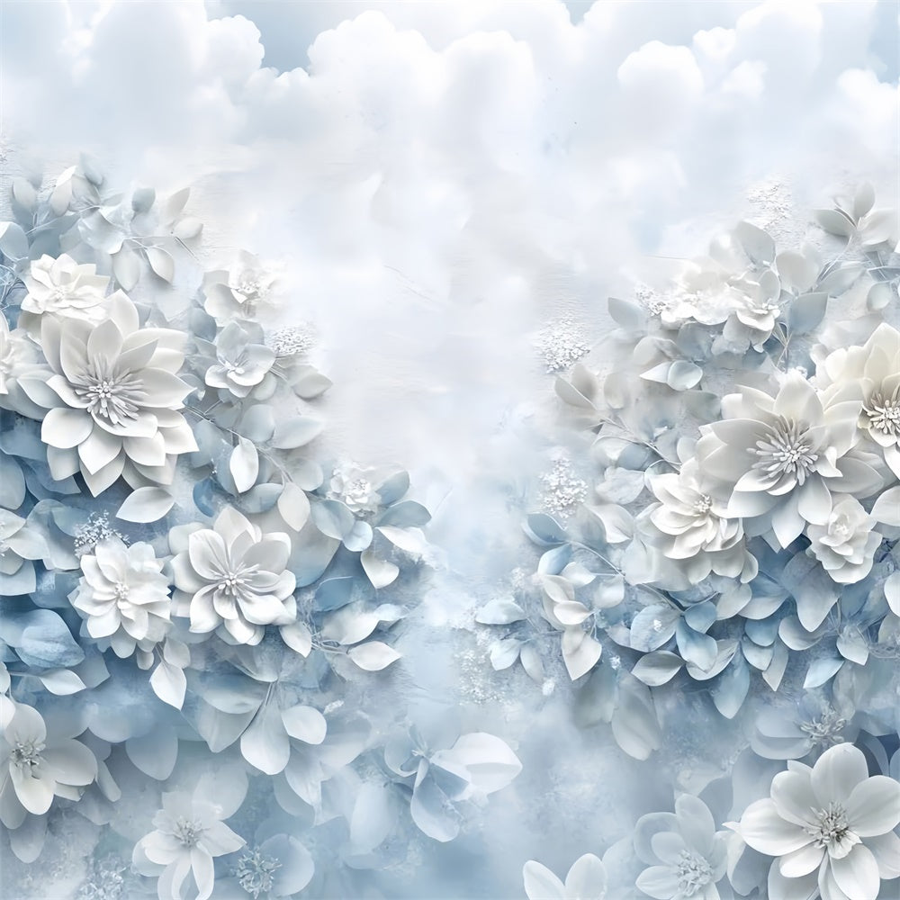 Backdrops For Mother's Day Blue White Floral Elegant Backdrop UK GQ2-174