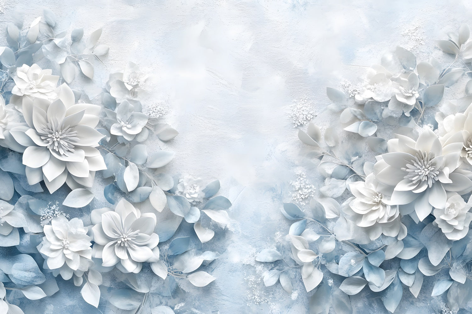 Backdrops For Mother's Day Blue White Floral Elegant Backdrop UK GQ2-174