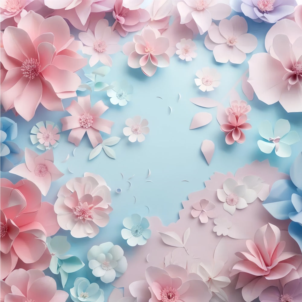 Mother's Day Backdrop Delicate Paper Flower Blue Backdrop UK GQ2-175