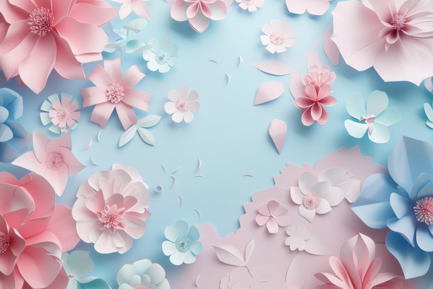 Mother's Day Backdrop Delicate Paper Flower Blue Backdrop UK GQ2-175