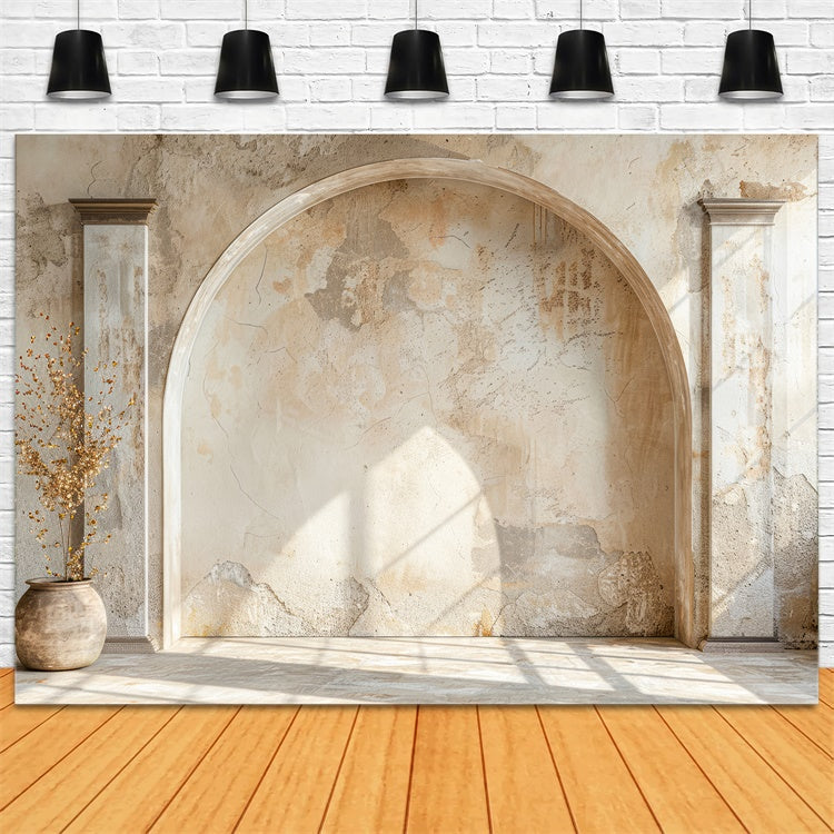 Mother's Day Backdrop Vintage Beige Stone Archway Backdrop UK GQ2-179