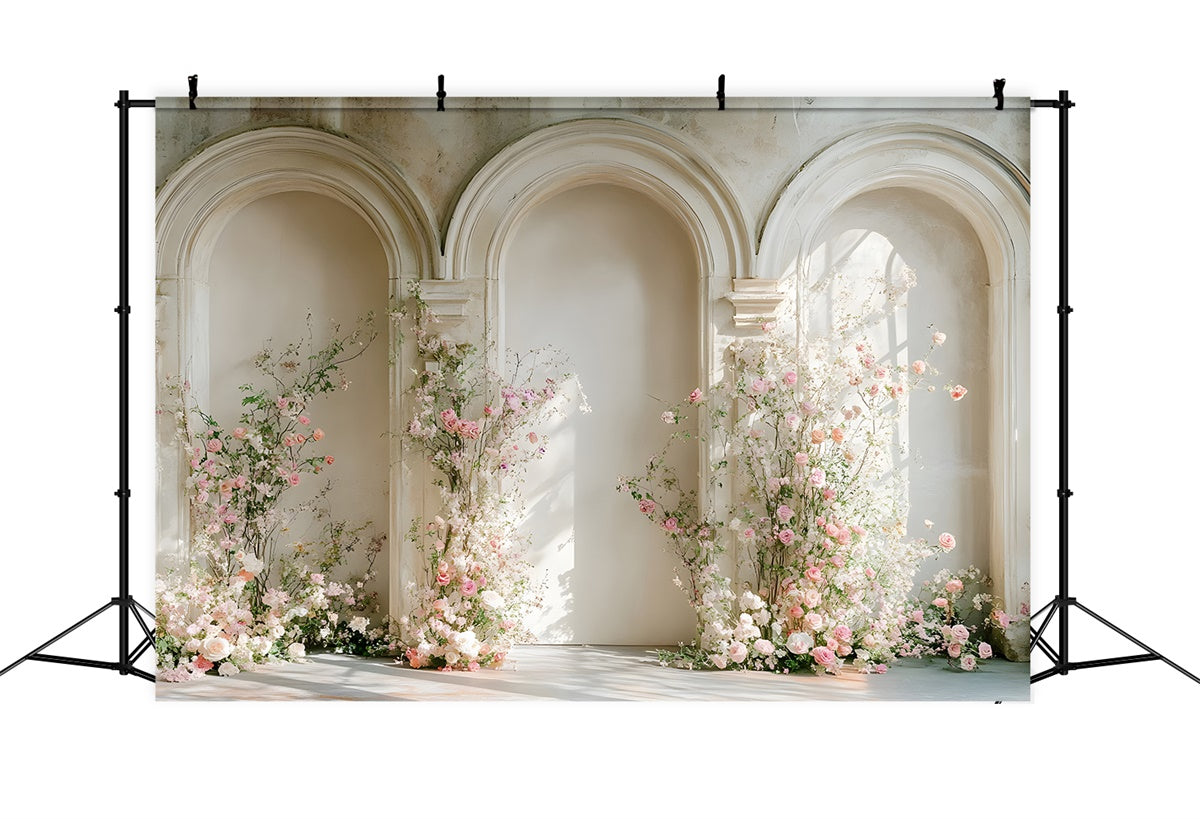 Mothers Day Backdrop Blooming Pink Roses Archway Backdrop UK GQ2-183