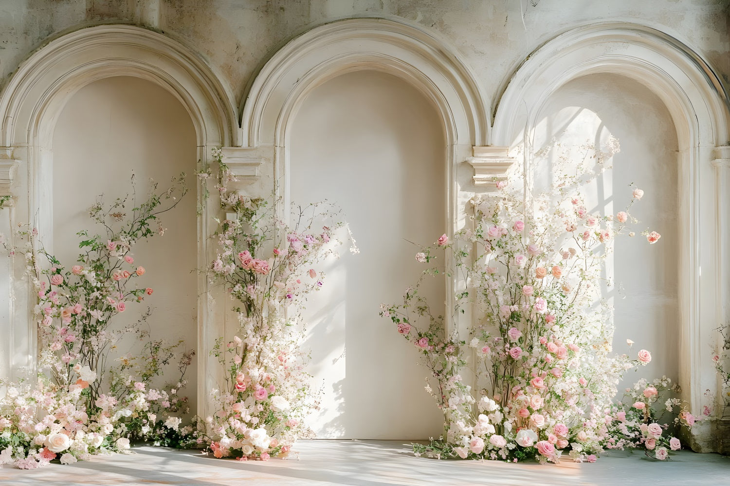 Mothers Day Backdrop Blooming Pink Roses Archway Backdrop UK GQ2-183