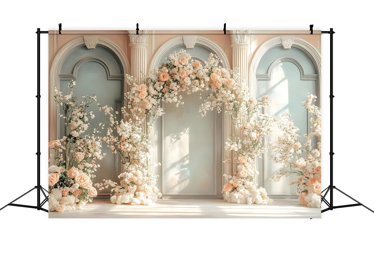 Mother's Day Backdrop Ideas Sunlit Arch Cream Floral Backdrop UK GQ2-184