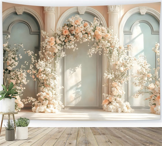 Mother's Day Backdrop Ideas Sunlit Arch Cream Floral Backdrop UK GQ2-184