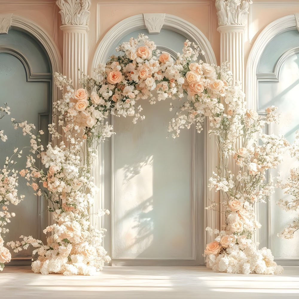 Mother's Day Backdrop Ideas Sunlit Arch Cream Floral Backdrop UK GQ2-184