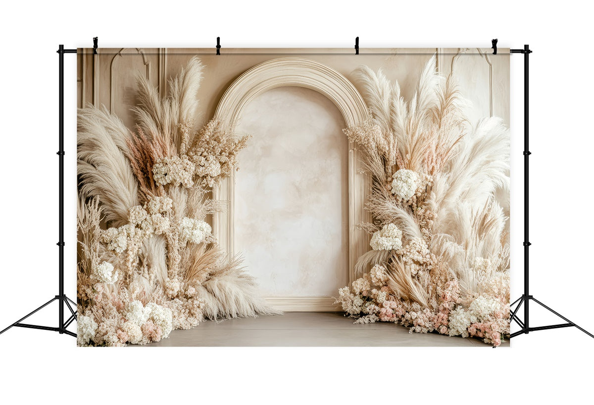 Backdrops For Mothers Day Elegant Beige Floral Arch Backdrop UK GQ2-185