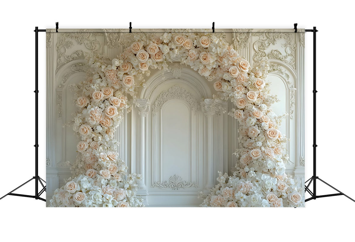 Mothers Day Backdrop Ideas Peach Rose Floral Archway Backdrop UK GQ2-186