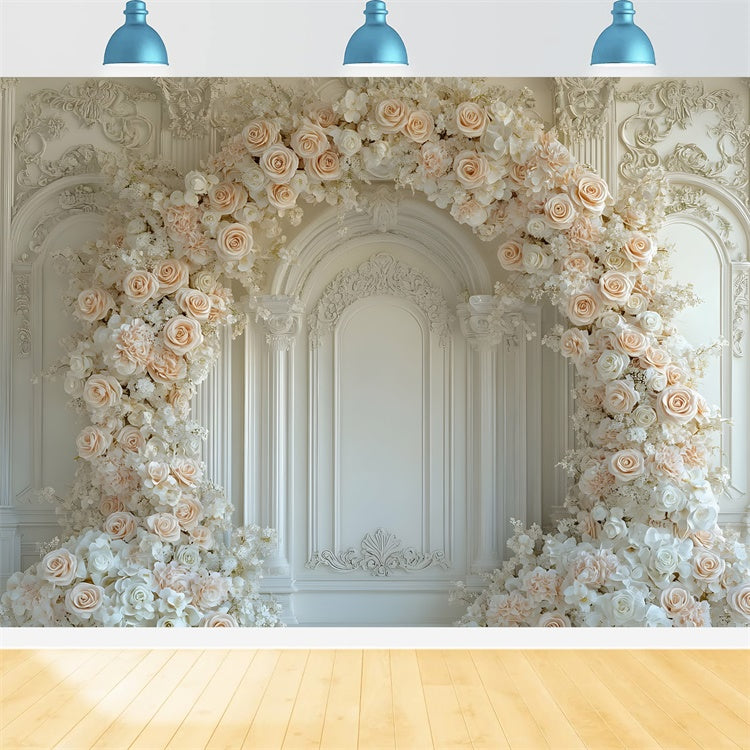 Mothers Day Backdrop Ideas Peach Rose Floral Archway Backdrop UK GQ2-186