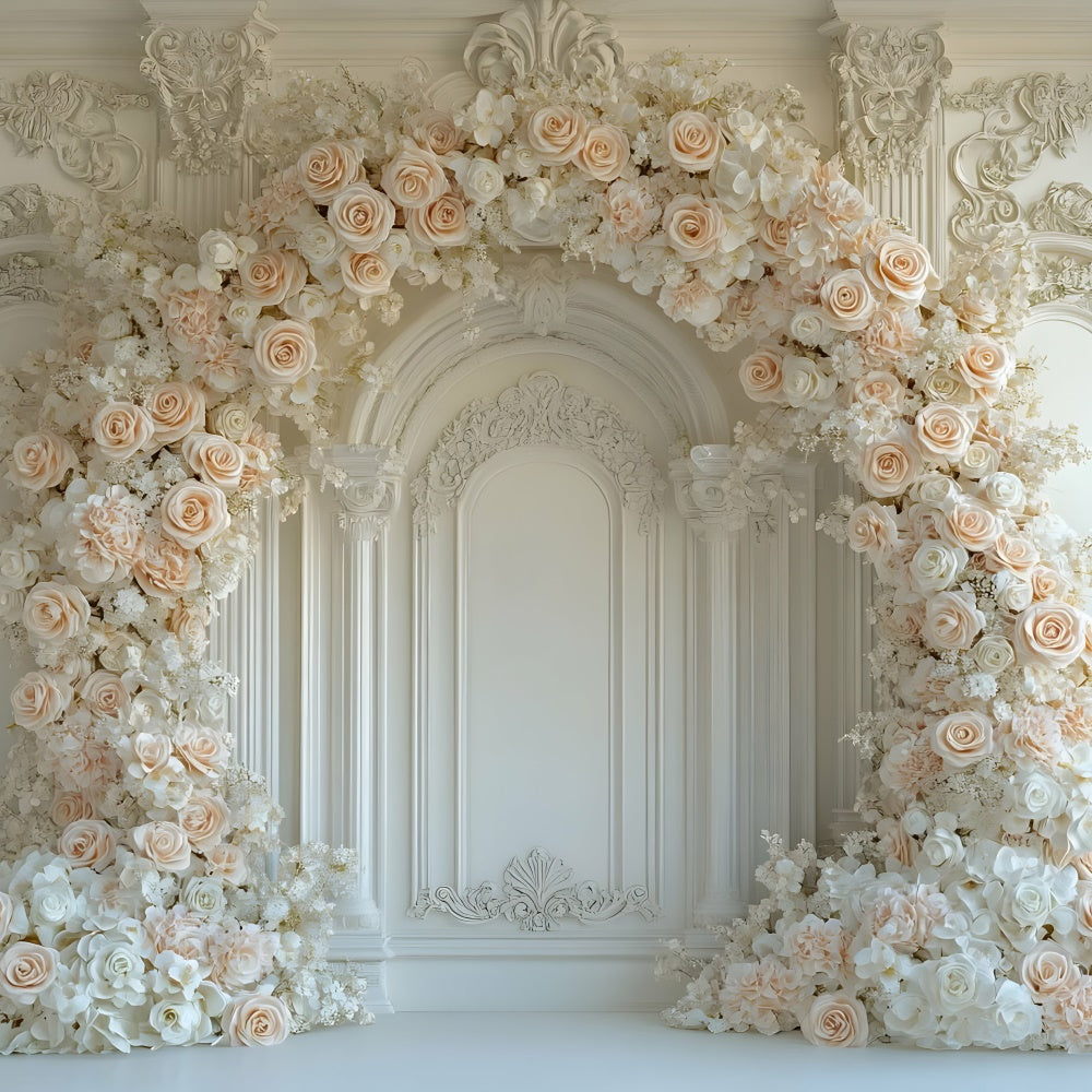 Mothers Day Backdrop Ideas Peach Rose Floral Archway Backdrop UK GQ2-186