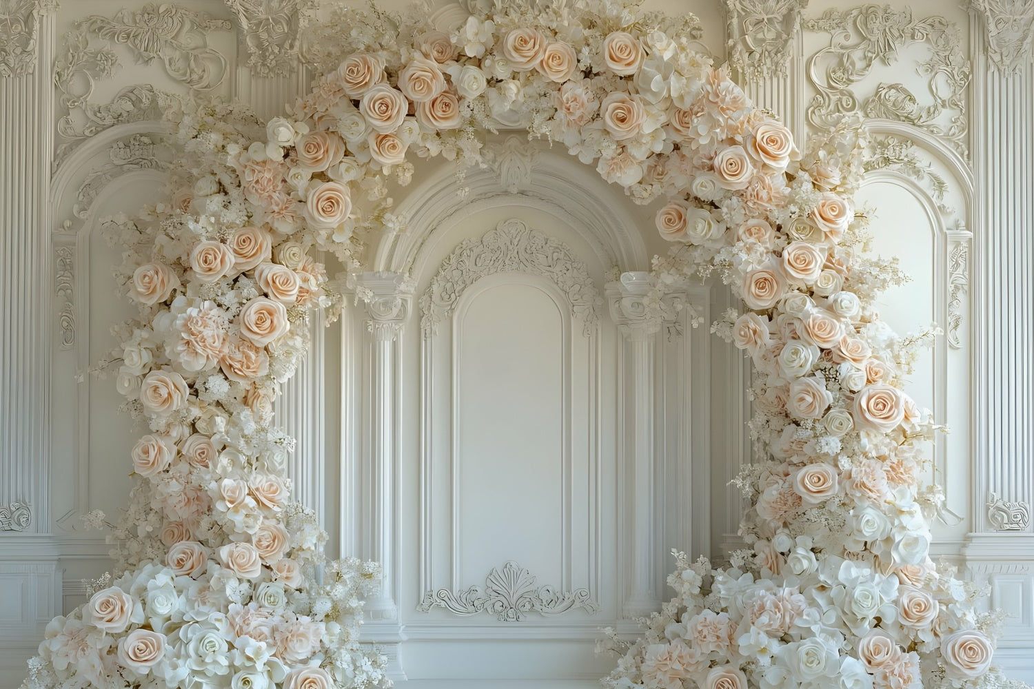 Mothers Day Backdrop Ideas Peach Rose Floral Archway Backdrop UK GQ2-186