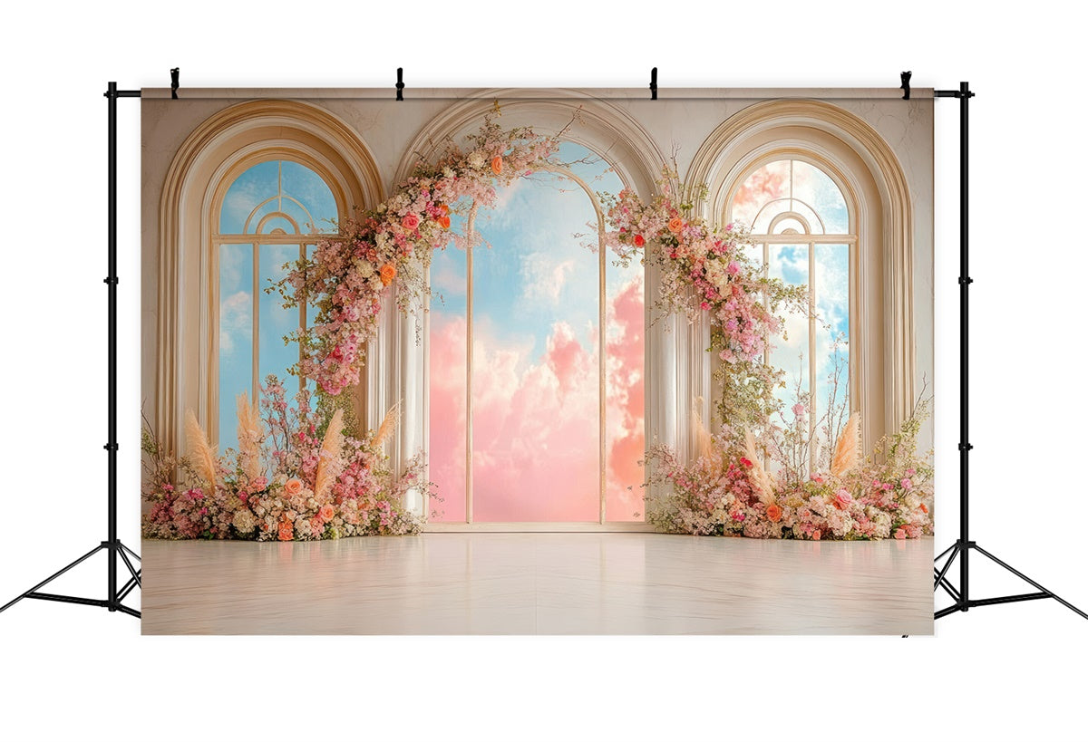 Mother's Day Backdrop Ideas Floral Archway Dreamy Sky Backdrop UK GQ2-188