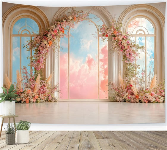 Mother's Day Backdrop Ideas Floral Archway Dreamy Sky Backdrop UK GQ2-188