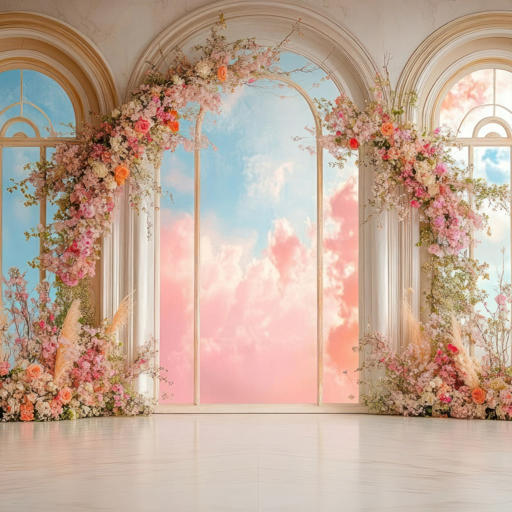 Mother's Day Backdrop Ideas Floral Archway Dreamy Sky Backdrop UK GQ2-188