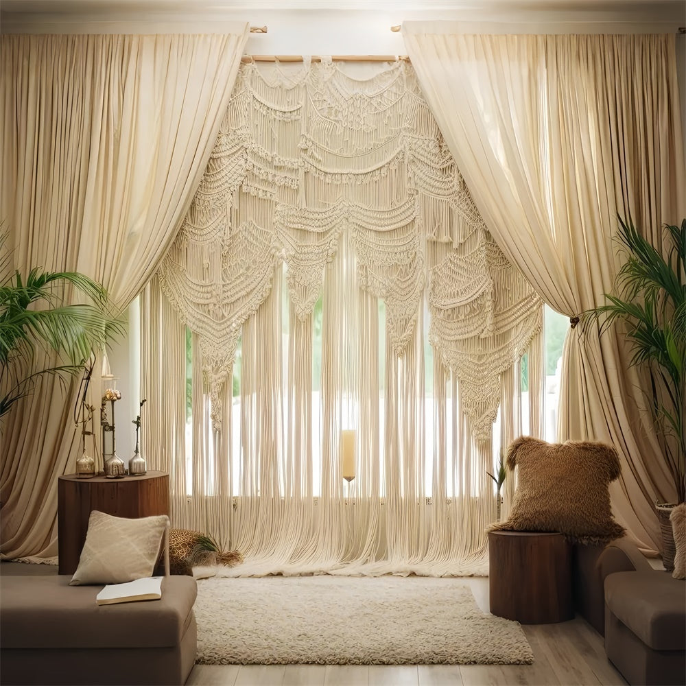 Boho Backdrop Ideas Chic Drapes Macrame Plants Backdrop UK GQ2-19