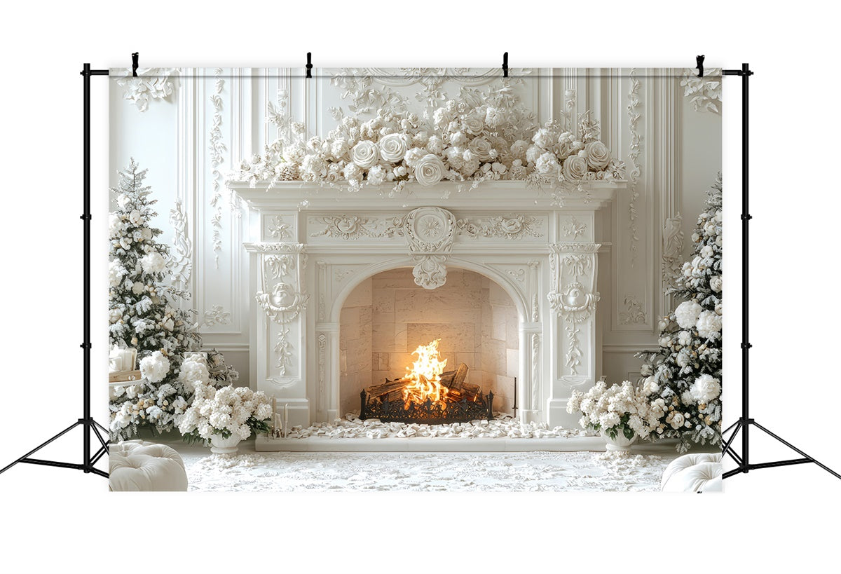 Mothers Day Photo Backdrops White Christmas Fireplace Backdrop UK GQ2-192