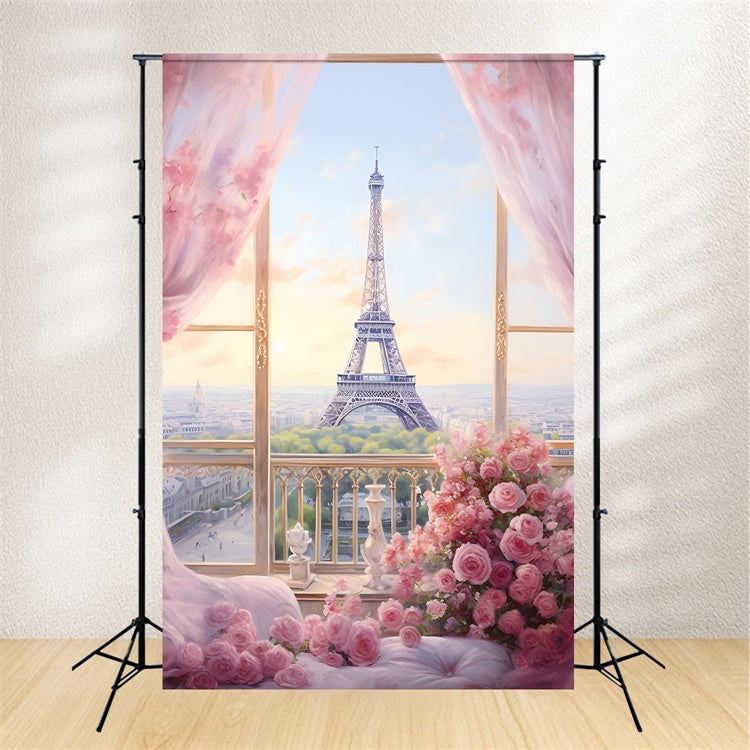 Happy Mother's Day Backdrop Eiffel Tower Floral Romance Backdrop UK GQ2-196