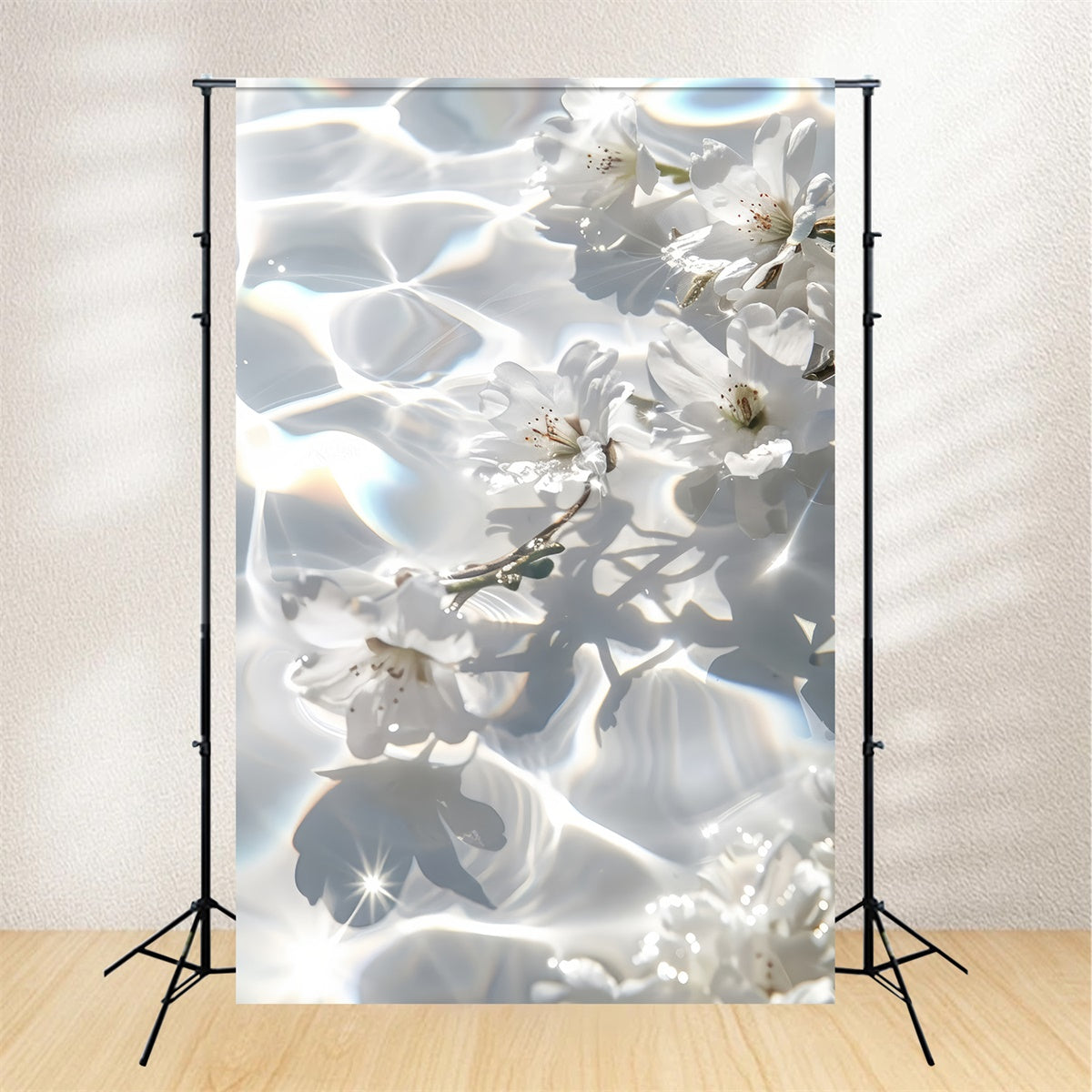 Mothers Day Backdrop Ideas Sparkling Water White Flower Backdrop UK GQ2-197