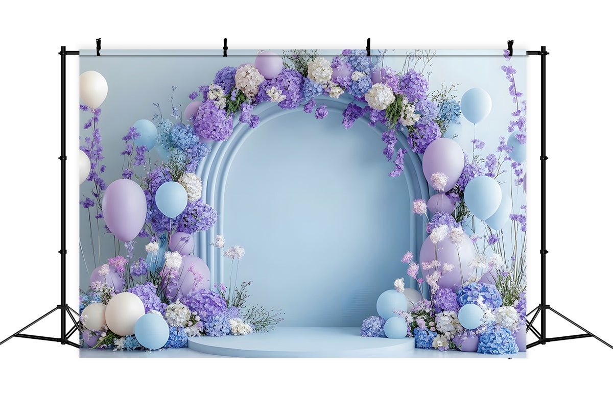 Mothers Day Backdrop Dreamy Lavender Balloon Floral Backdrop UK GQ2-198