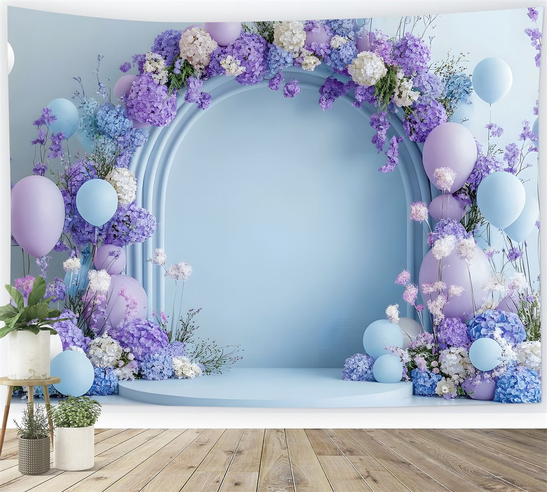 Mothers Day Backdrop Dreamy Lavender Balloon Floral Backdrop UK GQ2-198