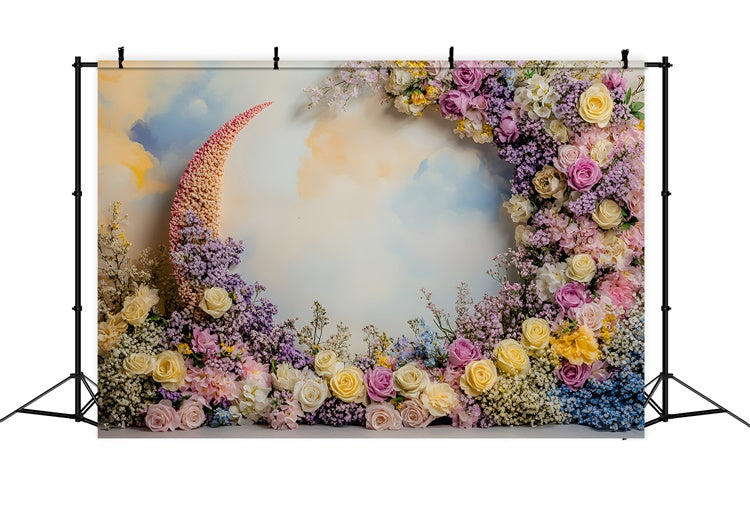 Backdrops For Mothers Day Pastel Floral Crescent Arch Backdrop UK GQ2-201