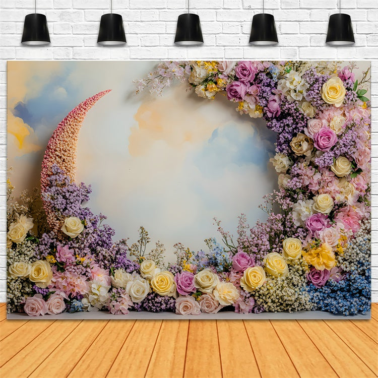 Backdrops For Mothers Day Pastel Floral Crescent Arch Backdrop UK GQ2-201