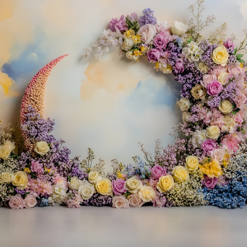 Backdrops For Mothers Day Pastel Floral Crescent Arch Backdrop UK GQ2-201