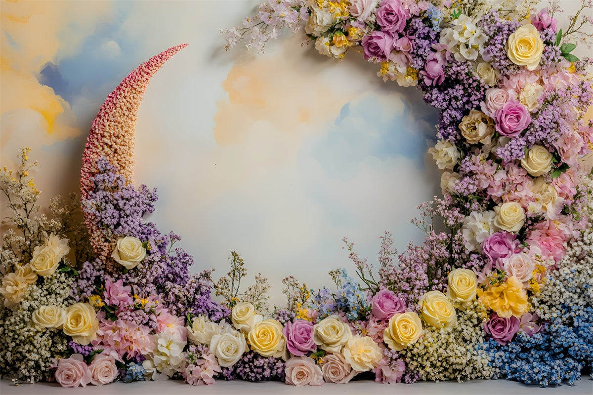 Backdrops For Mothers Day Pastel Floral Crescent Arch Backdrop UK GQ2-201