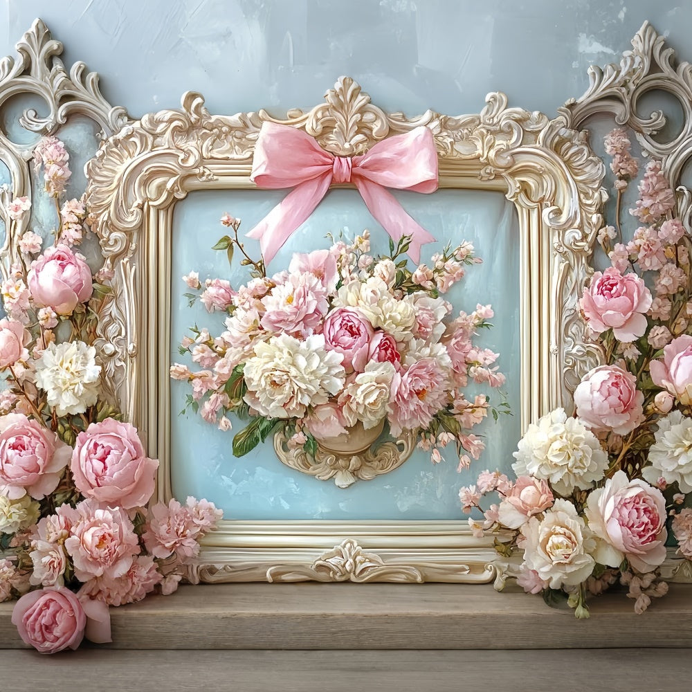 Mothers Day Backdrops Elegant Floral Framed Bouquet Backdrop UK GQ2-202