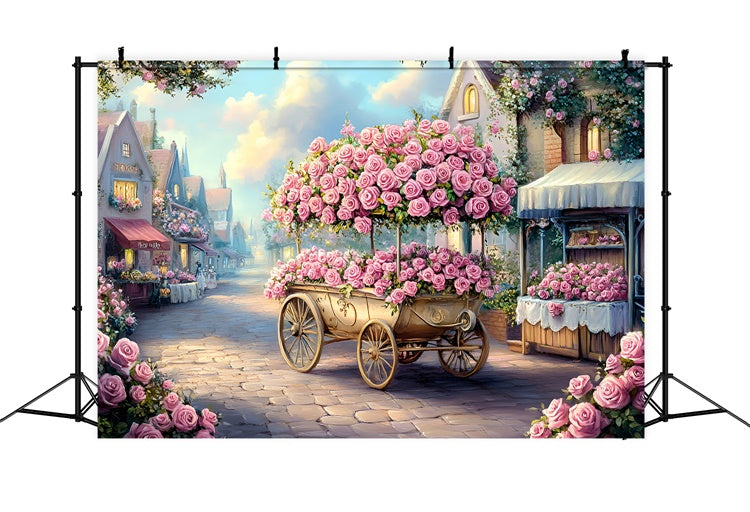 Mother's Day Backdrop Ideas Rose Cart Enchanted Street Backdrop UK GQ2-203