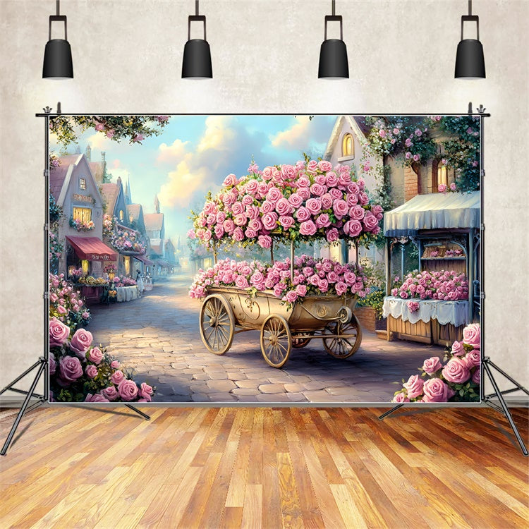 Mother's Day Backdrop Ideas Rose Cart Enchanted Street Backdrop UK GQ2-203