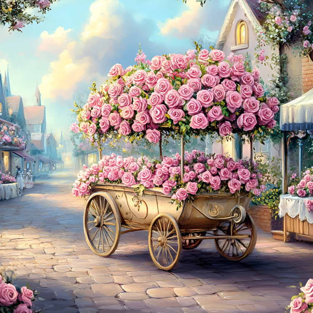 Mother's Day Backdrop Ideas Rose Cart Enchanted Street Backdrop UK GQ2-203