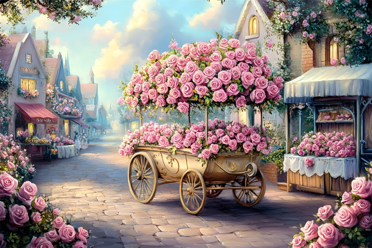 Mother's Day Backdrop Ideas Rose Cart Enchanted Street Backdrop UK GQ2-203