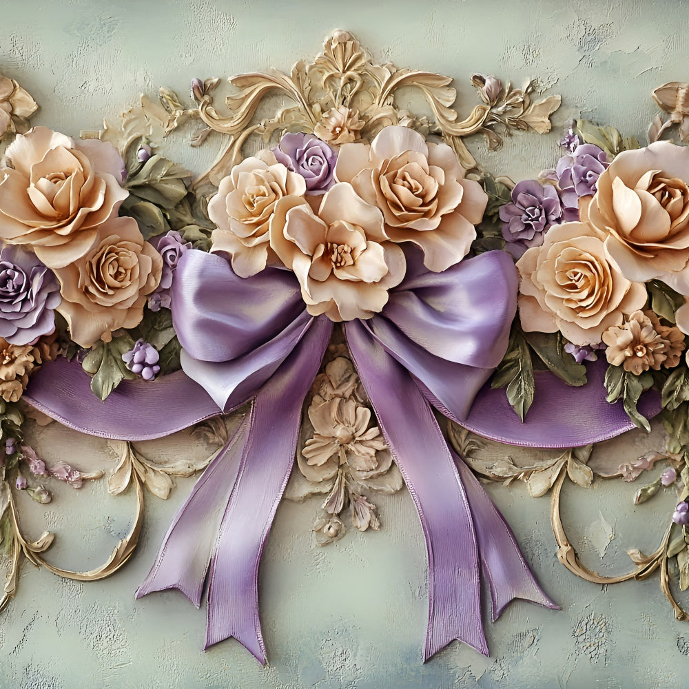 Mother's Day Photo Backdrop Soft Lavender Rose Bow Backdrop UK GQ2-205