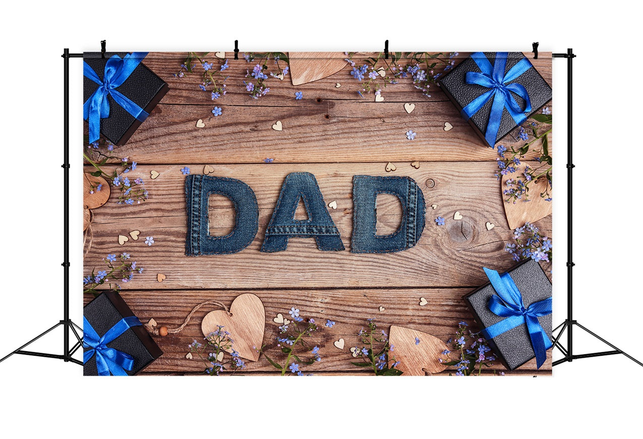 Happy Father's Day Backdrop Denim Flowers Wood Backdrop UK GQ2-211