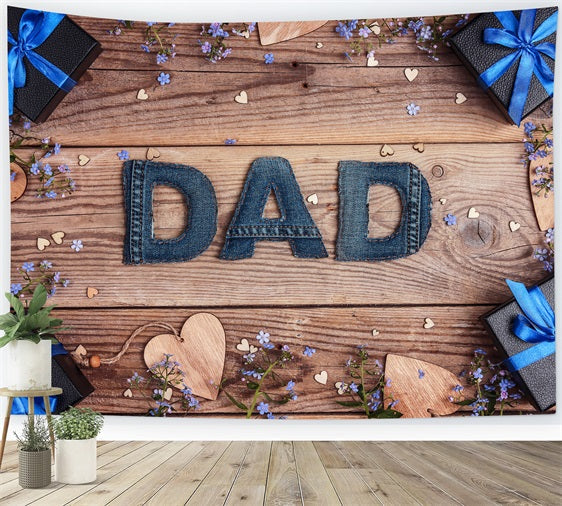 Happy Father's Day Backdrop Denim Flowers Wood Backdrop UK GQ2-211