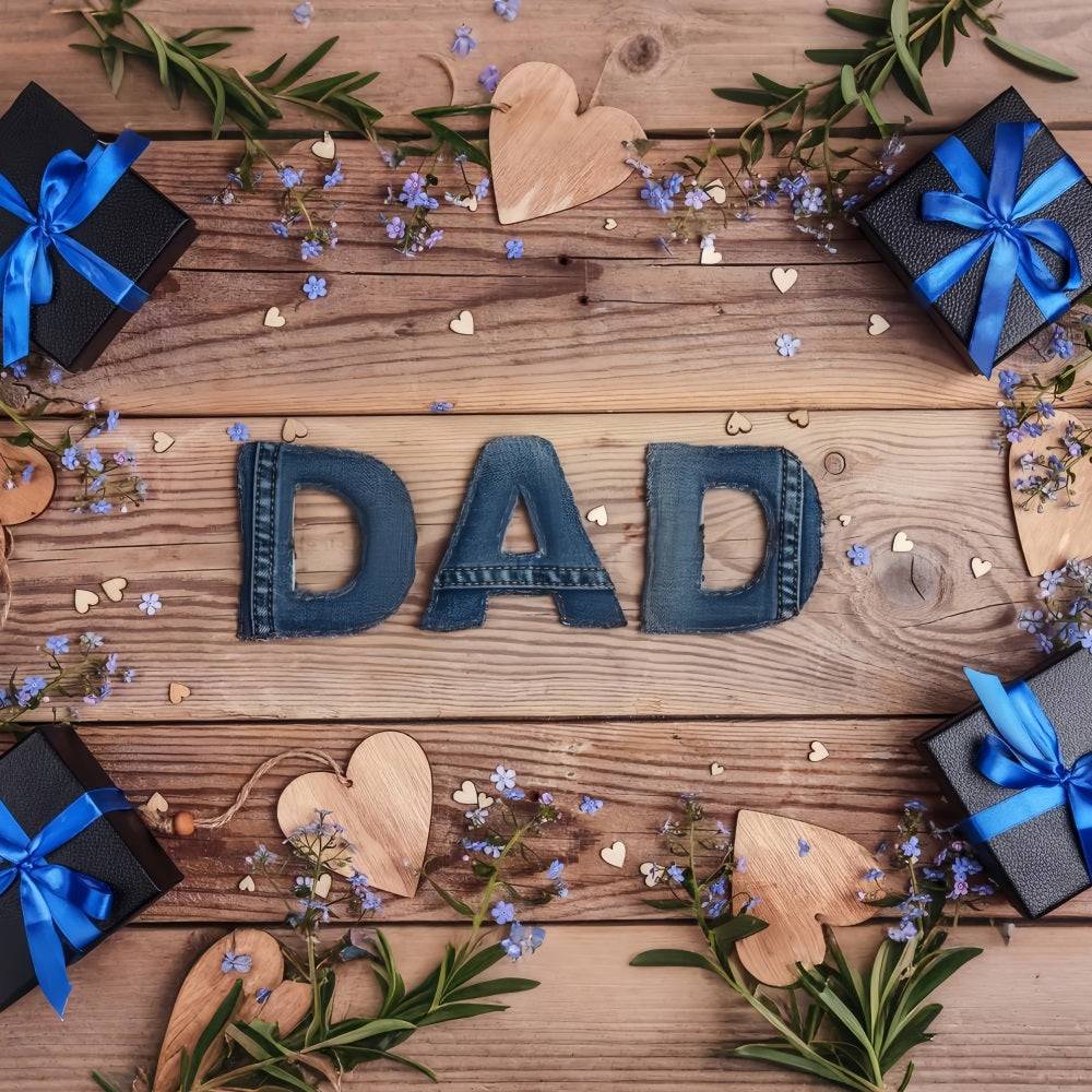 Happy Father's Day Backdrop Denim Flowers Wood Backdrop UK GQ2-211