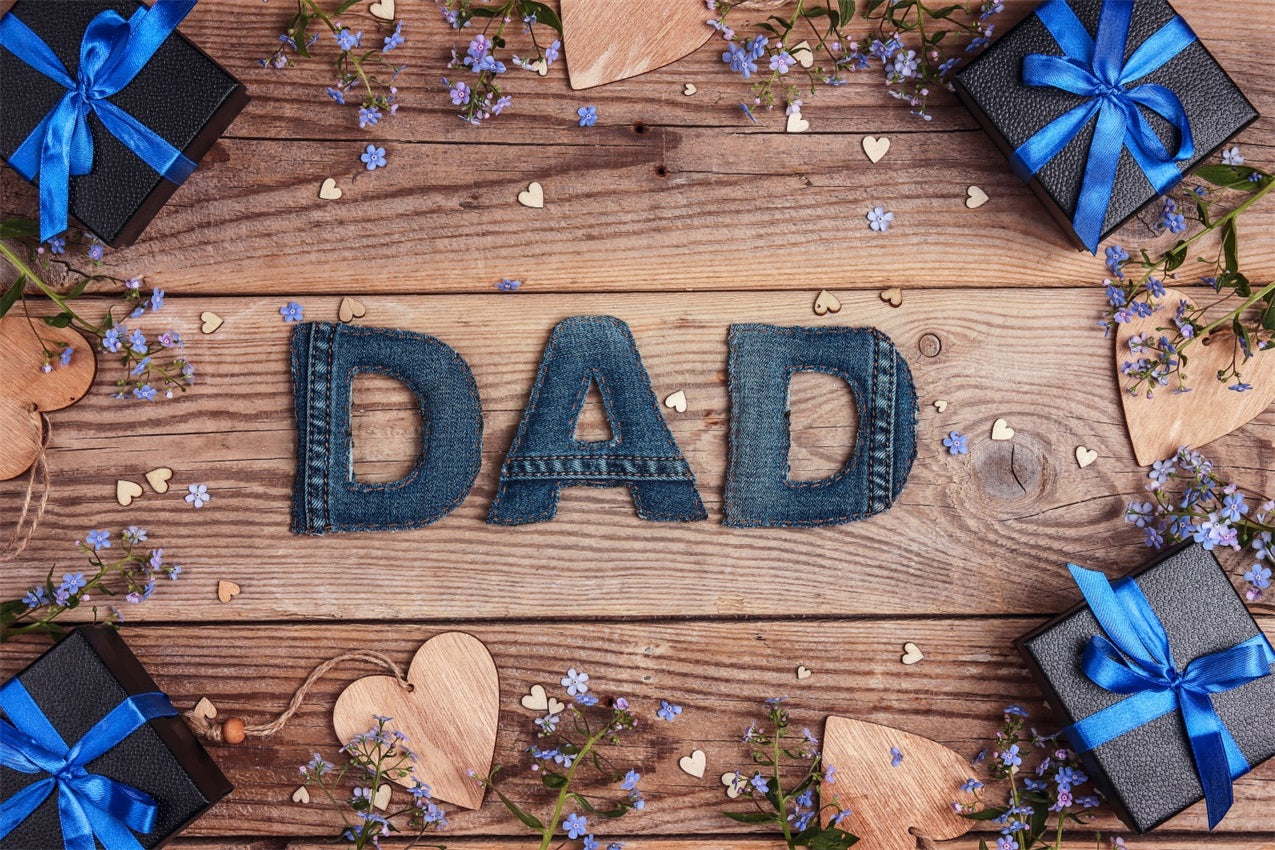 Happy Father's Day Backdrop Denim Flowers Wood Backdrop UK GQ2-211