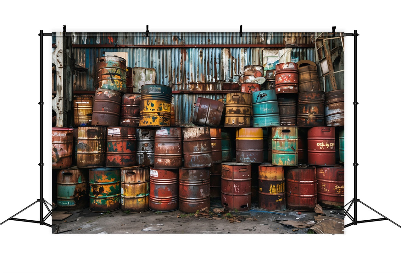 Fathers Day Photo Backdrop Ideas Industrial Oil Barrel Backdrop UK GQ2-217